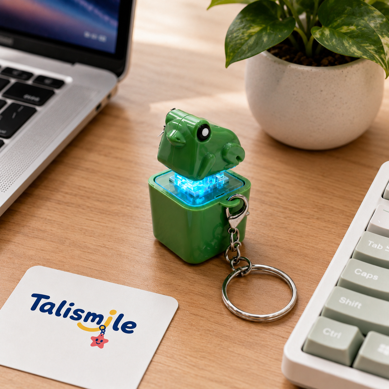 Funny Green Frog Clicker Keychain – Light-Up Sound Fidget Toy