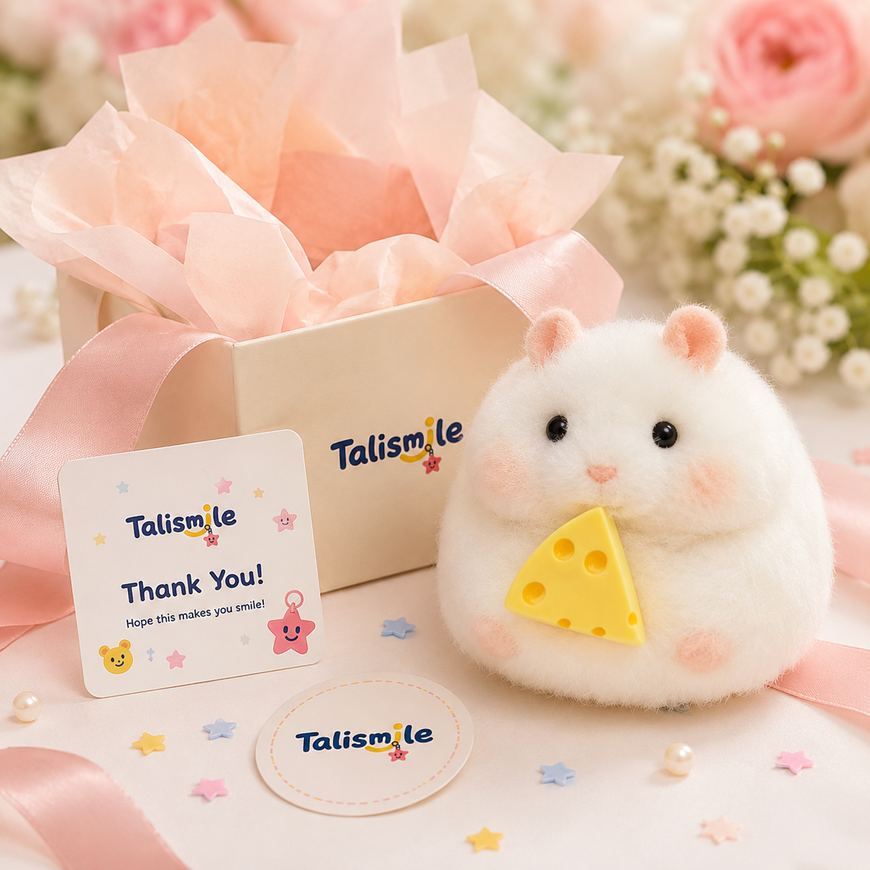 Fuzzy Hamster Cheese Squishy – Soft Slow-Rise Stress Relief Toy