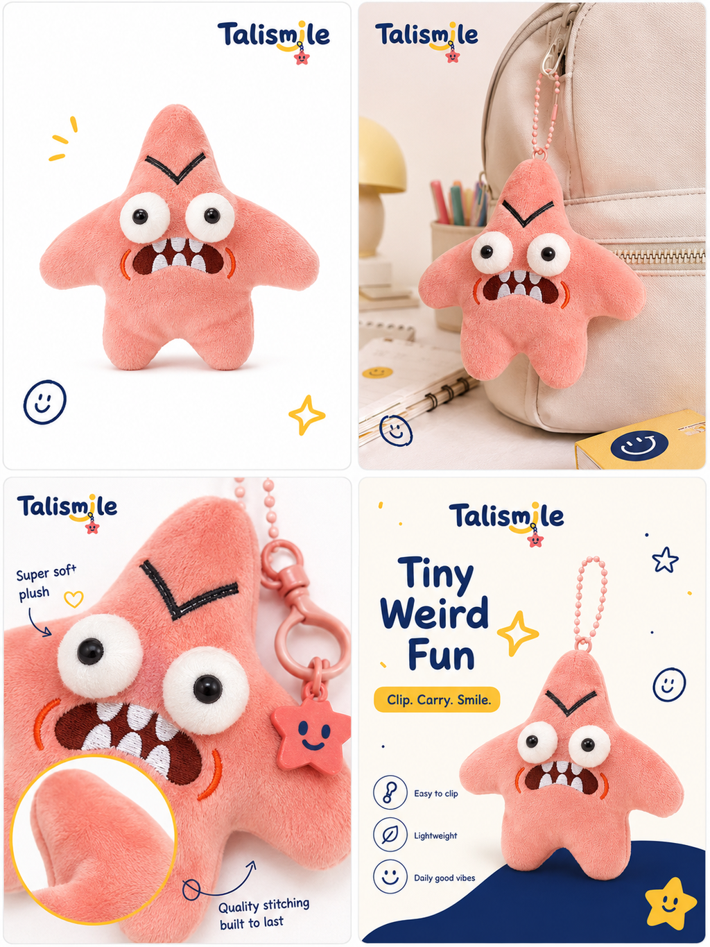 Angry Starfish Clicker Keychain –  Sound Stress Relief Toy