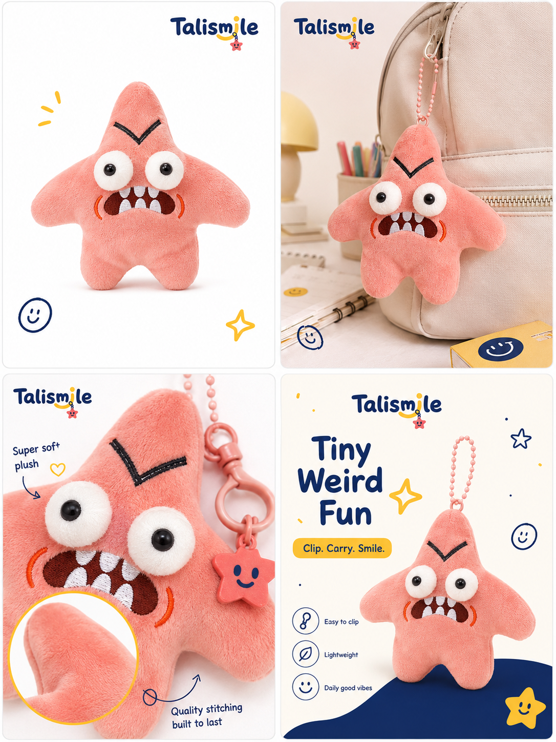 Angry Starfish Clicker Keychain –  Sound Stress Relief Toy