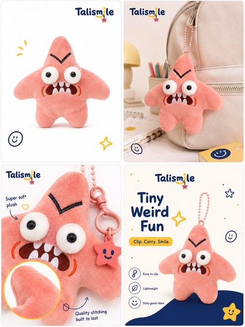 Angry Starfish Clicker Keychain –  Sound Stress Relief Toy