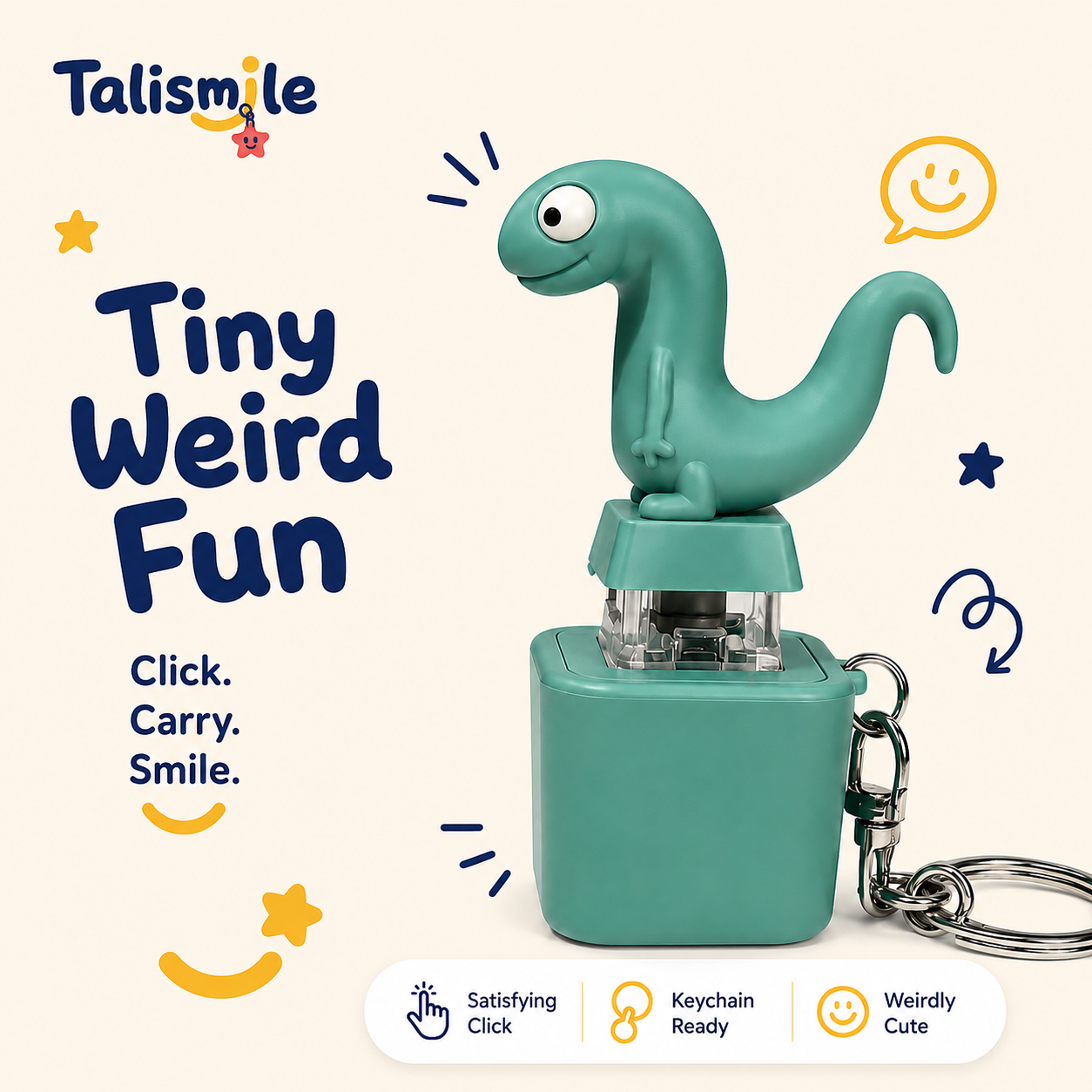 Weird Lizard Clicker Keychain – Light & Sound Toy